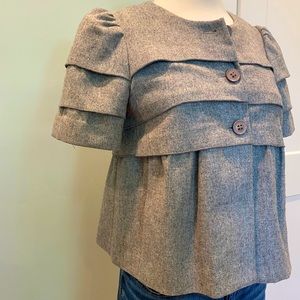 Anthropologie Marled Gray Cropped Tiered Jacket